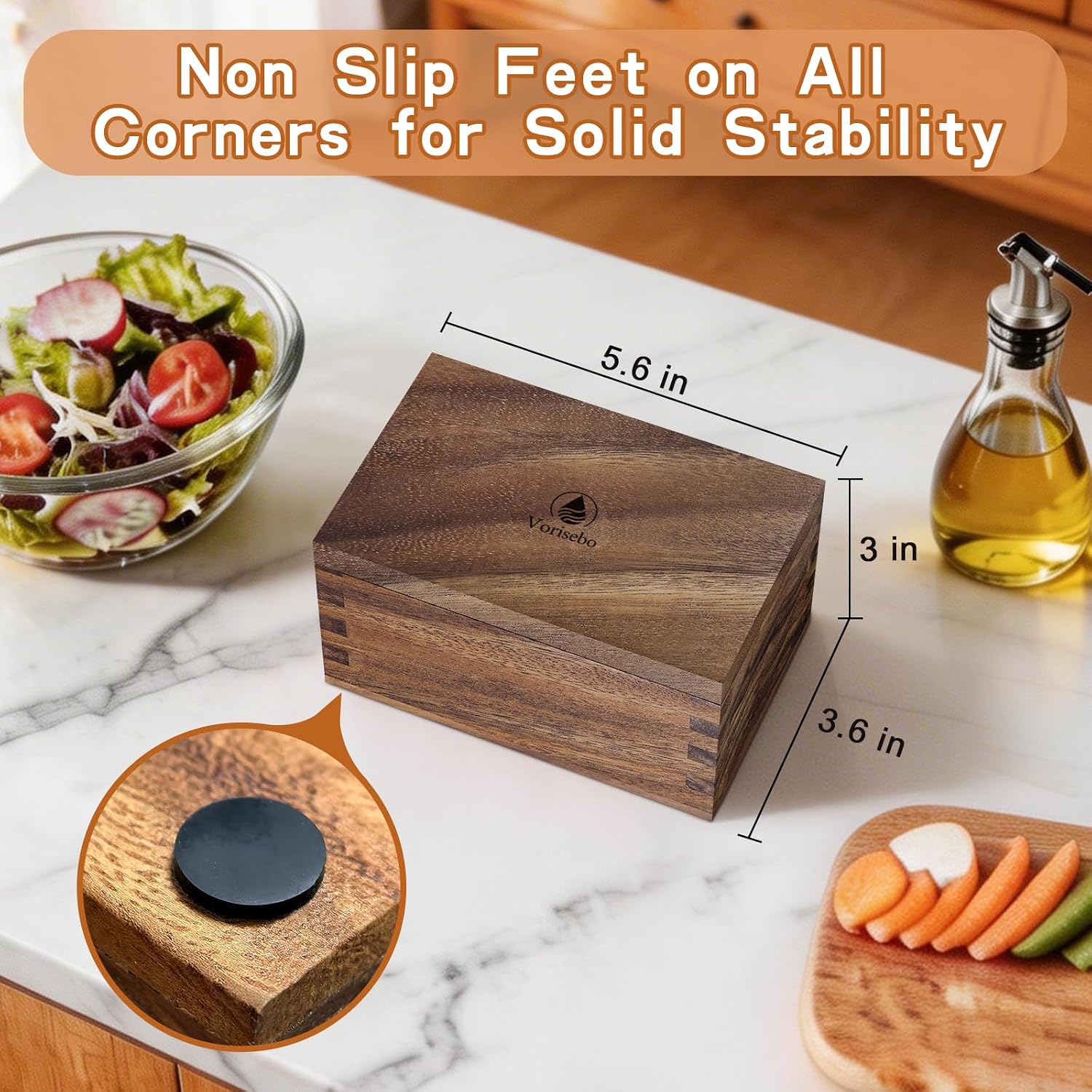 Large Capacity Acacia Wood Salt Container with Magnetic Flip Lid & Built-in Spoon, 20 OZ Kitchen Salt Holder, Elegant Salts Cellar Box to Storage Pepper, Herbs, Spice or Favorite Seasonings