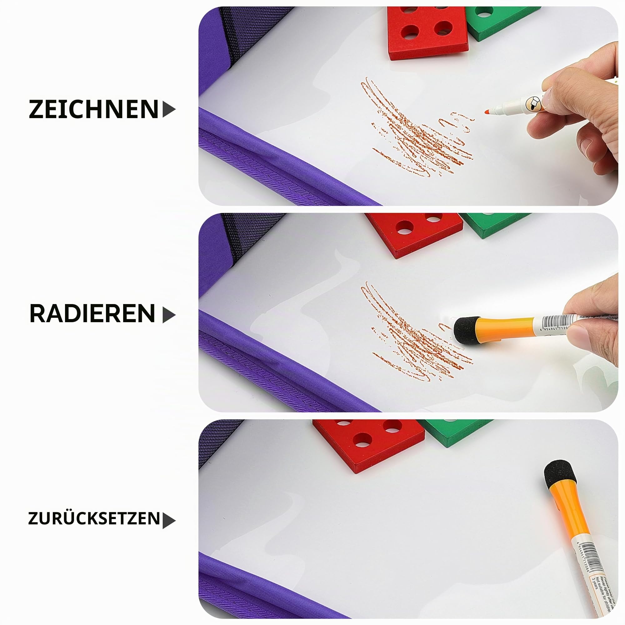 Knietablett Reisetisch-Tablett für Kinder Play with Löschbar Zeichenbrett & 6 Colored Pencils für Spiel und Esstisch Spieltisch Autositz Tisch für Buggys,Kinderwagen,Auto,Flugzeug,Bahn-Lila