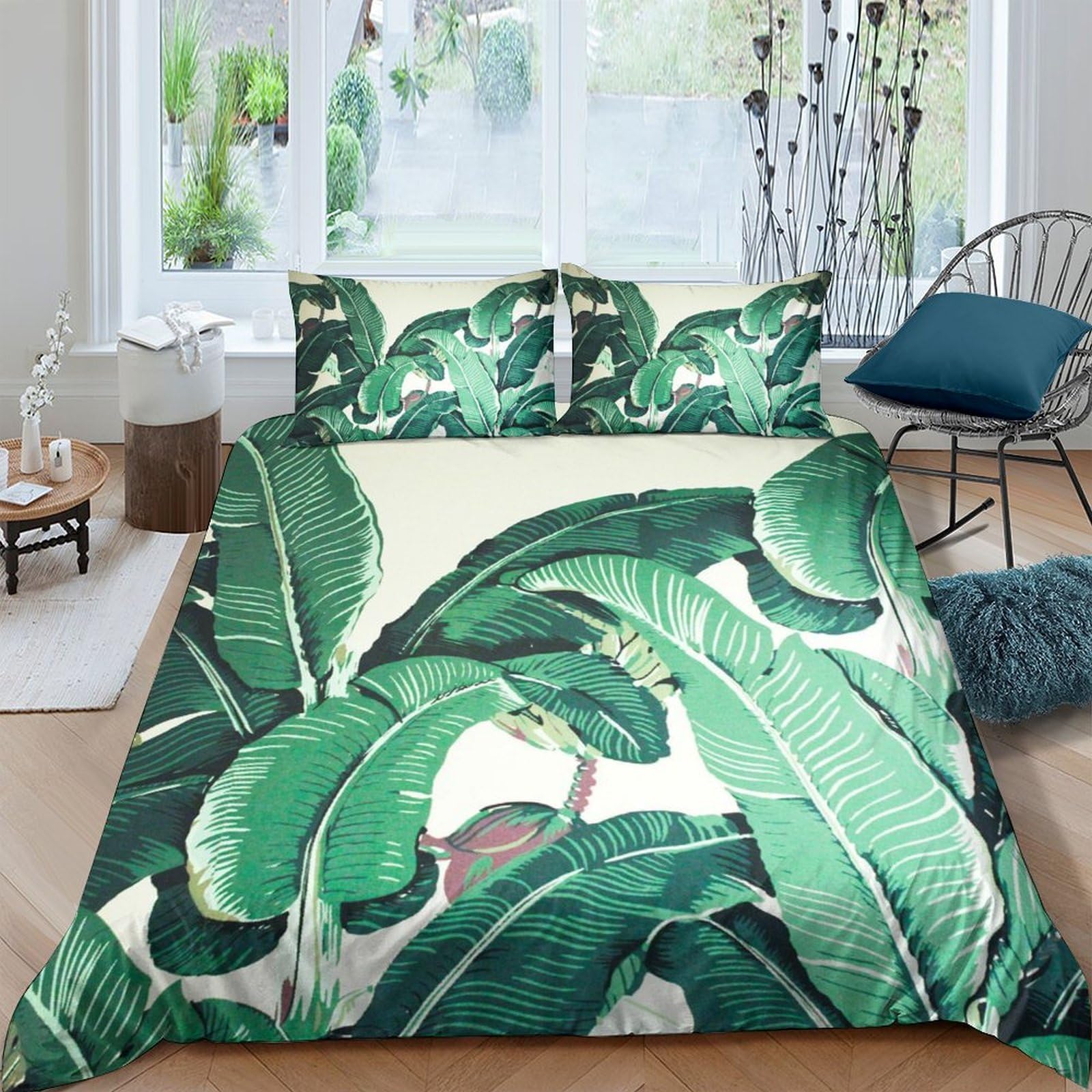 Ctjqhvkz Style-10 3D Printed Tropical Banana Leaf Fitted Sheet Microfiber Soft Green Botanical Mattress Cover For Bedroom Guest Room Decor Single（135X200cm）