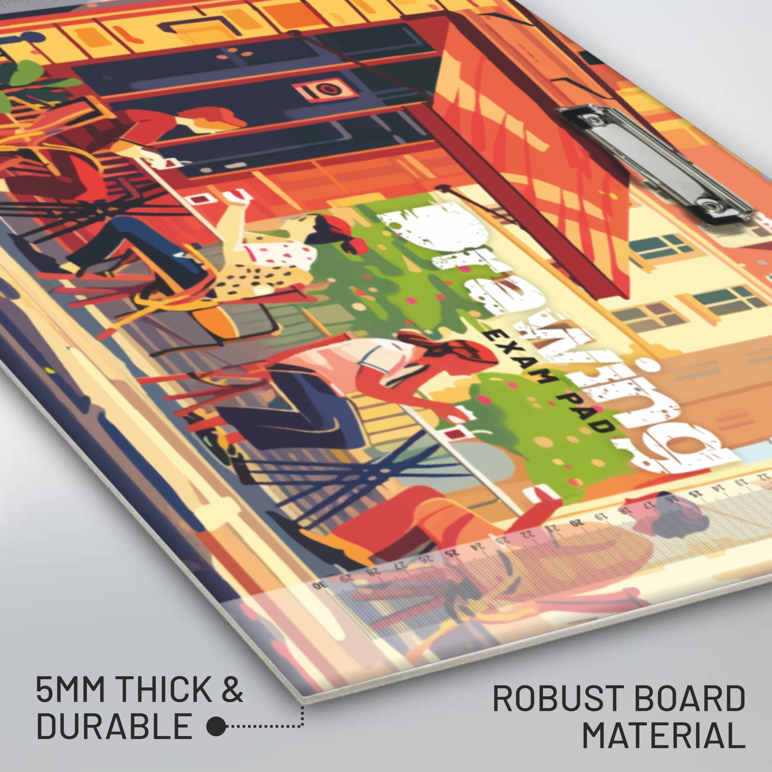 Anupam A3 Extra Großes Klemmbrett - 43 x 32 cm Multiprinted Holz Zeichenbrett mit Dekorativer Clip - Design Horizontales Knietafel für Skizzieren, Kunst und Schreibbedarf - Trendiges Knietafel (Print