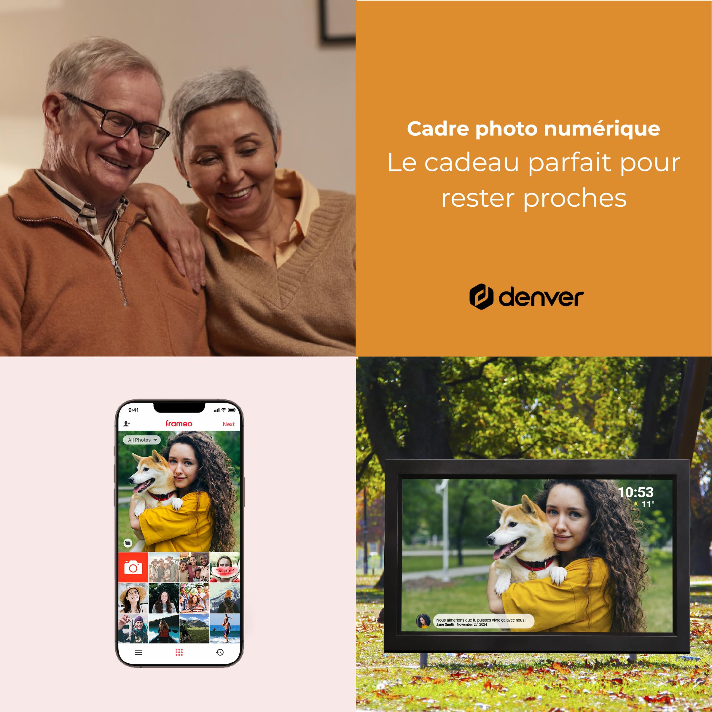 Denver PFF-1503B Cadre Photo numérique Wi-FI FRAMEO 15,6 Pouces Full HD, écran Tactile IPS 1920 x 1080, mémoire 16 Go, Finition Noire
