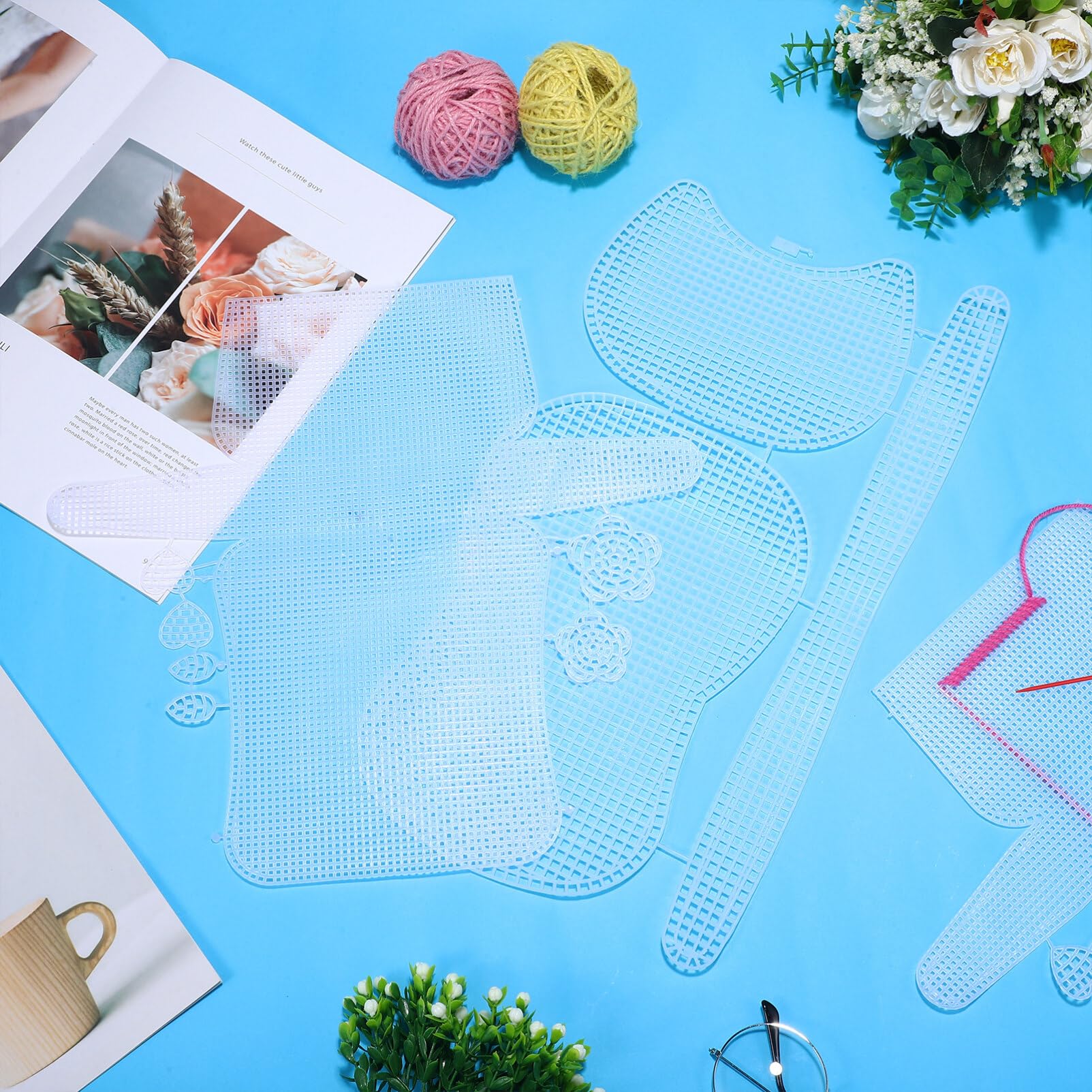 SHINEOFI 6 Fogli di Tela di Tela A Rete di Plastica Fogli di Tela per Borsa all'Uncinetto per Realizzare Borse all'Uncinetto Progetti di Lavorazione di Filati Acrilici con Borsetta Fai da