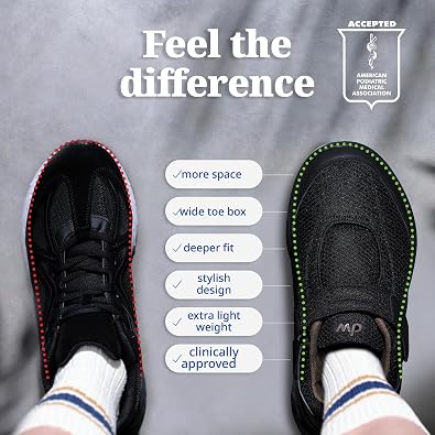 diawin Diabetic Wide Shoes for Men & Women Adjustable Strap, Extra Depth, Wide Toe Box for Sensitive, Diabetic Feet, Comfortable Walking Shoes for All-Day Use
