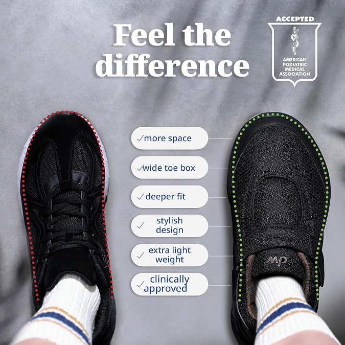 diawin Diabetic Wide Shoes for Men & Women Adjustable Strap, Extra Depth, Wide Toe Box for Sensitive, Diabetic Feet, Comfortable Walking Shoes for All-Day Use