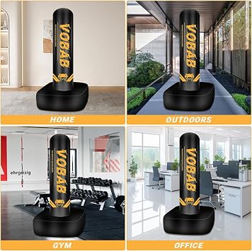 175cm Boxing Punch Bag - Free-Standing 69'' Height, Designed for Men's Training in MMA, Muay Thai, and Fitness - Ideal Inflatable Kickboxing Bag Stand, Essential Boxing Equipment