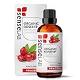 SenseLAB Organic Rosehip Oil - 100% Pure Extract Cold Pressed Rose hip Oil - Rosehip Seed Oil Moisturizing Skin Oil - Rosehip oil for face - Tame Dry and Frizzy Hair - Aceite de Rosa Mosqueta (120 ml)
