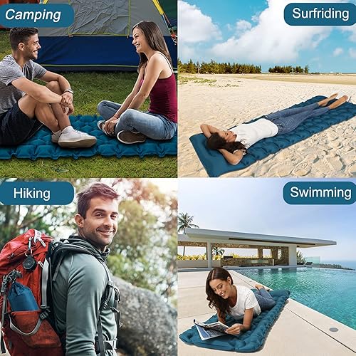 Miniatura 6 de covacure Colchoneta de dormir para camping, ultraligera autoinflable, con bomba de pie integrada, colchón de aire duradero e impermeable para