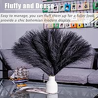 Vista 3 de 10 tallos de hierba de las pampas negra decorativa – 17.7 pulgadas de hierba de las pampas artificial, ramo de hierba de las pampas artificial