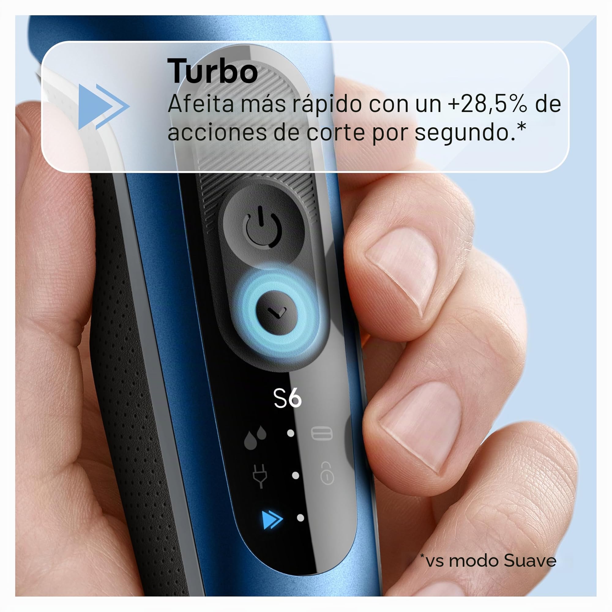 Braun Afeitadora eléctrica para hombre, serie 6 6120s, afeitado en seco y húmedo, modo turbo y delicado, con recortador de precisión y estuche, azul