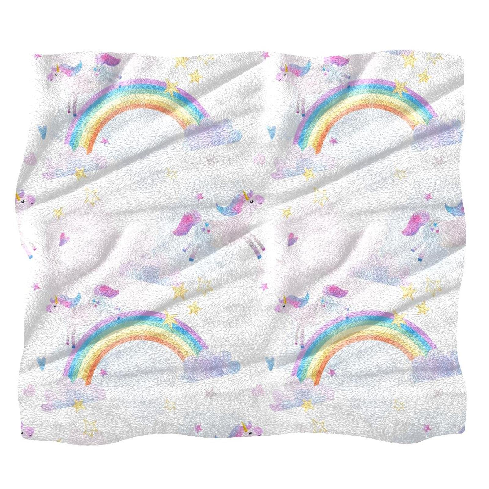 Couvre-lit licorne arc-en-ciel pour lit enfant doux et moelleux