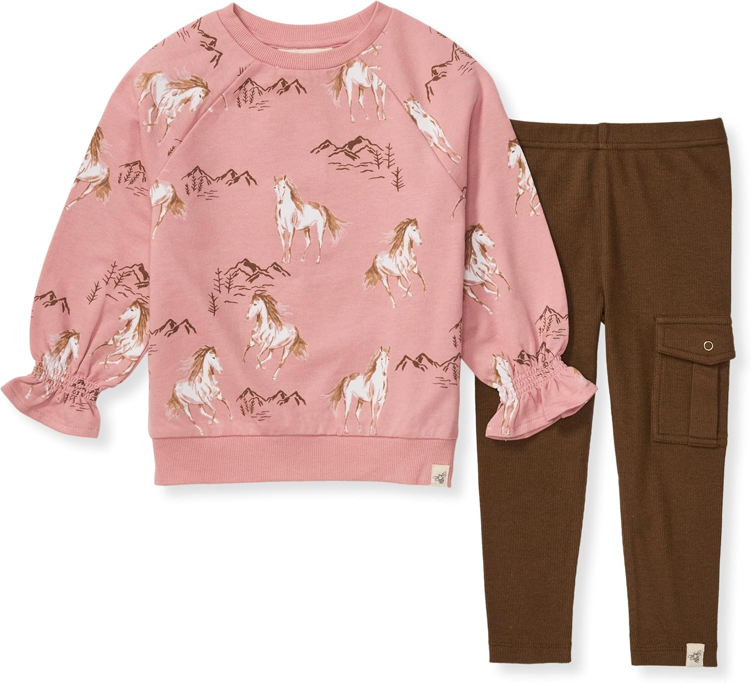 Burt's Bees Baby Baby Girls Long Sleeve Top and Pant Set, 100% Organic Cotton Outfit
