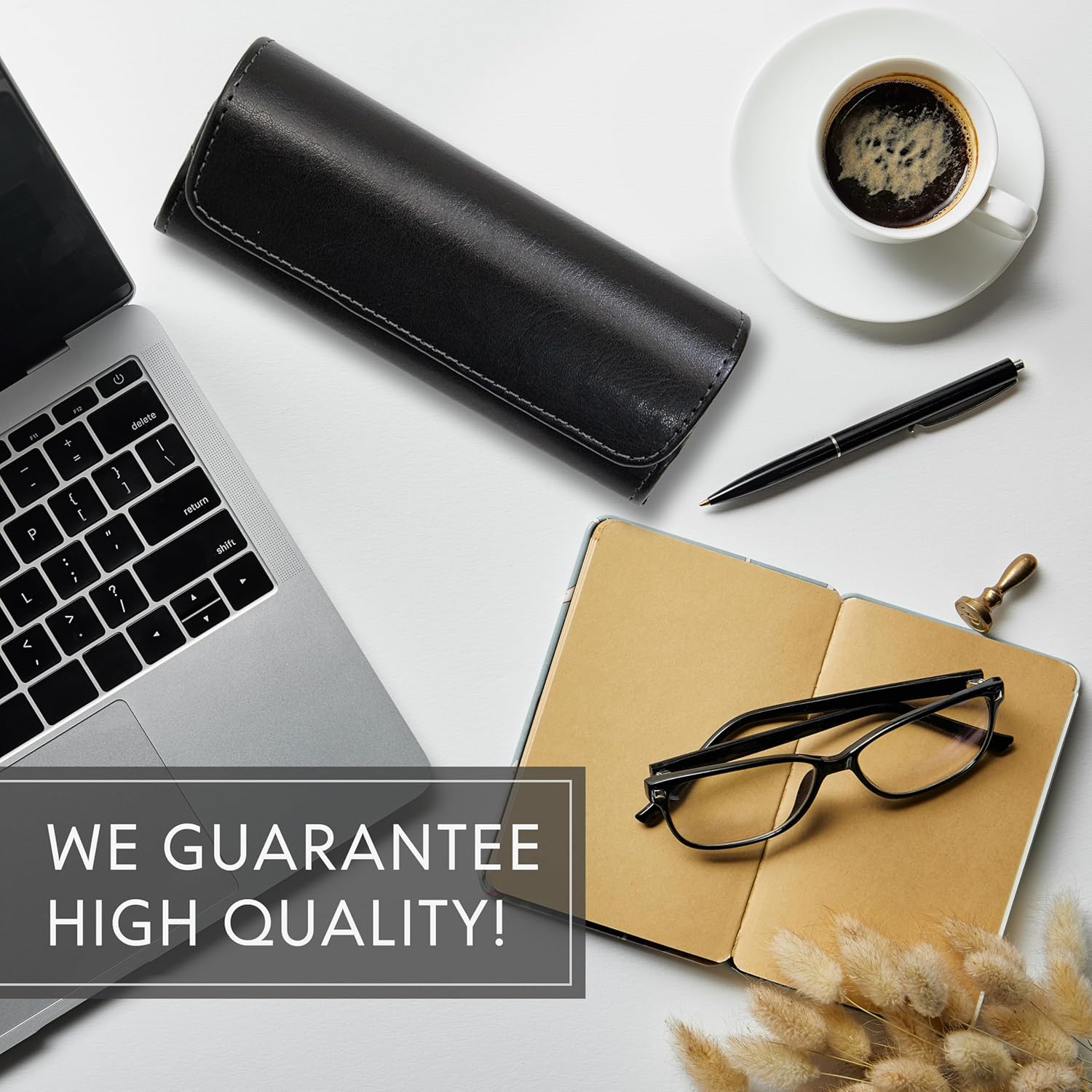 Orsus Reading Glasses Hard Case, Premium PU Leather Horizontal Eyeglass Holder with Magnetic Closure for Women and Men