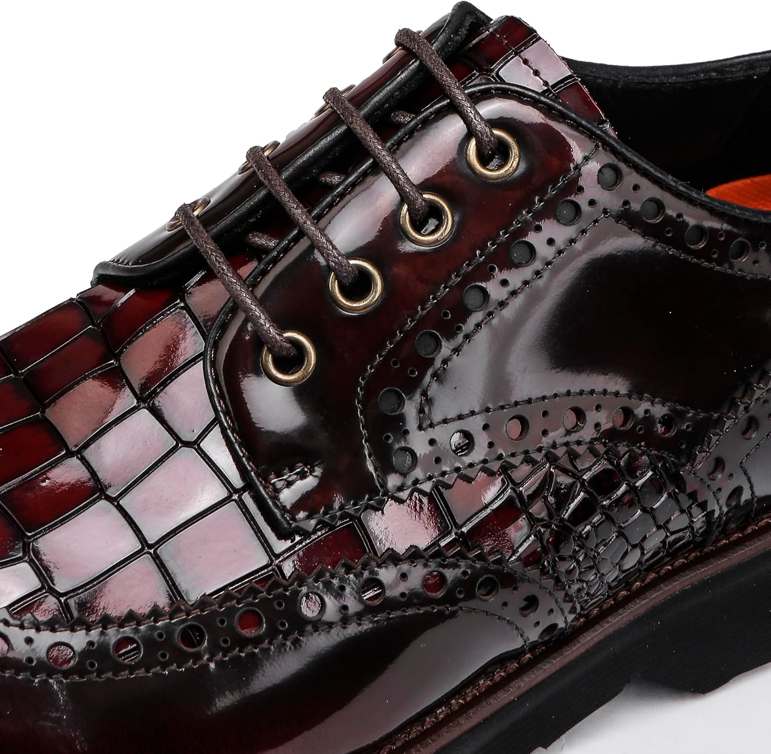 Penny Loafers for Men,Leather Oxfords Business Brogue Shoes, Crocodile Pattern - Image 4