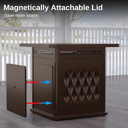 Miniatura 3 de EAST OAK Mesa para fogata de propano de 28 pulgadas, fogata de gas de acero de 50,000 BTU para exteriores, terraza de patio y jardín, mesa de fuego