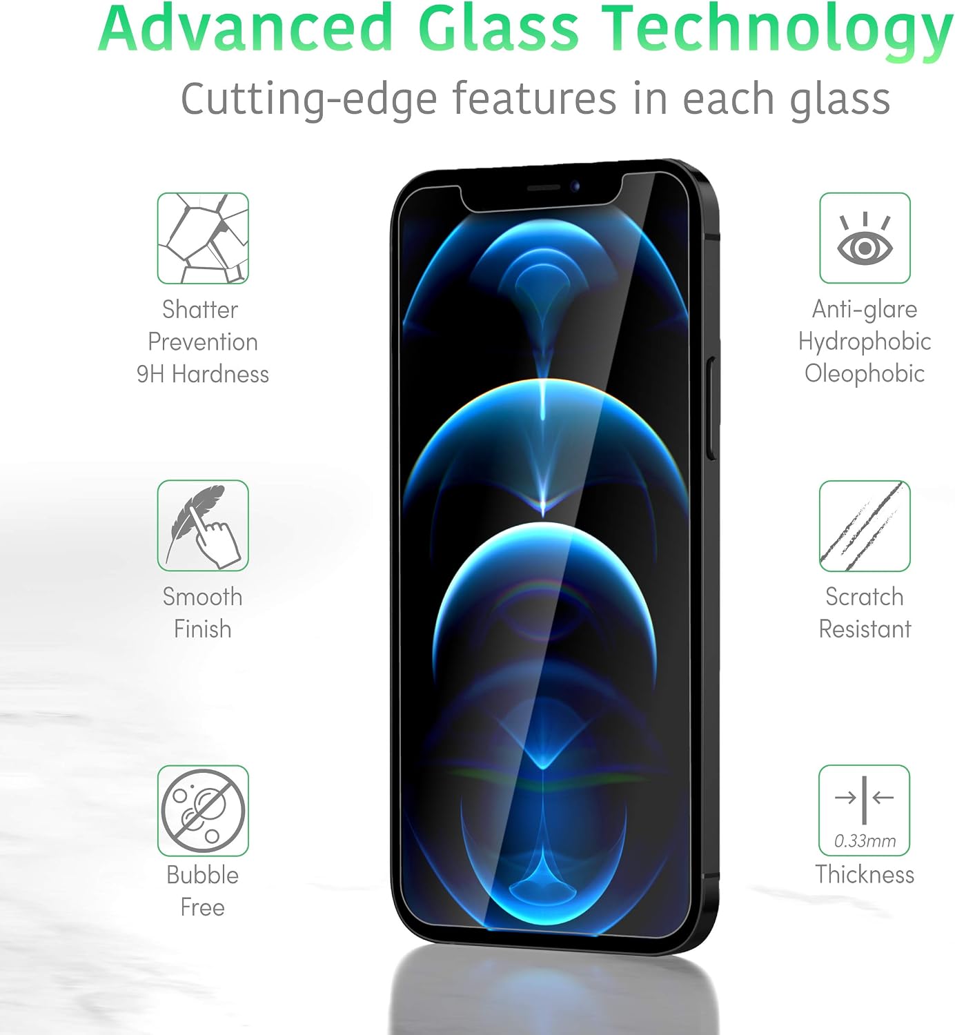 TALK WORKS Premium Tempered Glass Screen Protector for iPhone 12/12 Pro - Case Compatible, Anti-Glare, Shatter & Crack Proof, Ultra Thin (Pack of 3)