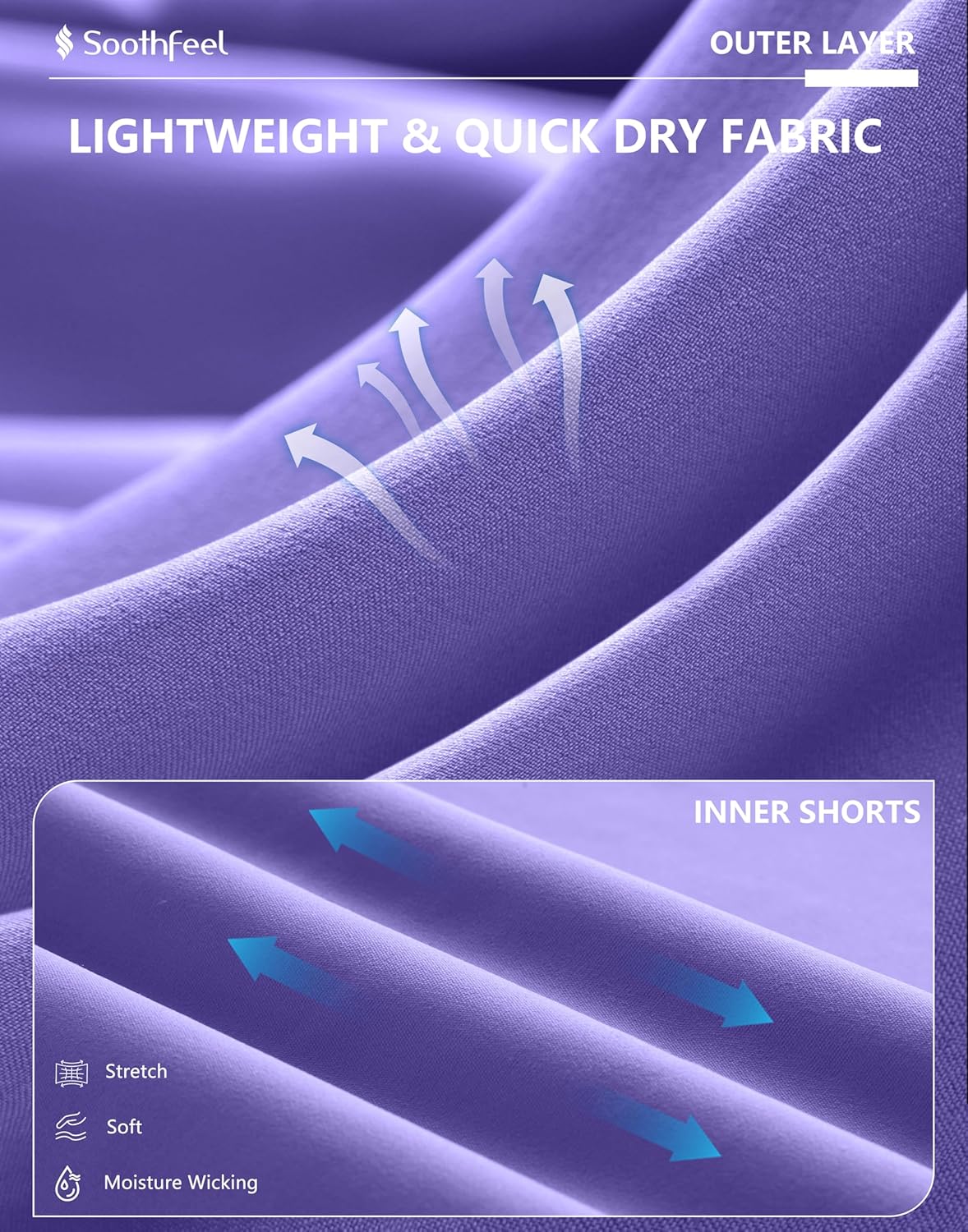 Women's 2 in 1 Running Shorts - High Waisted Lightweight Athletic Workout Gym Yoga Shorts Spandex Liner with Pockets - Image 7