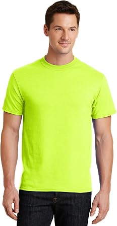 Port & Company Men's 50/50 Cotton/Poly T Shirt L Safety Green