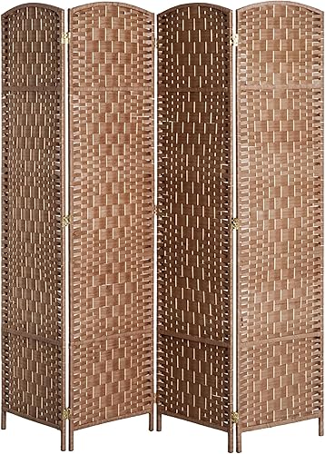 Miniatura 15 de HOMCOM Divisor de habitación, pantalla de privacidad plegable de 6 paneles, divisor de pared de 6 pies de altura portátil de mimbre entretejido para