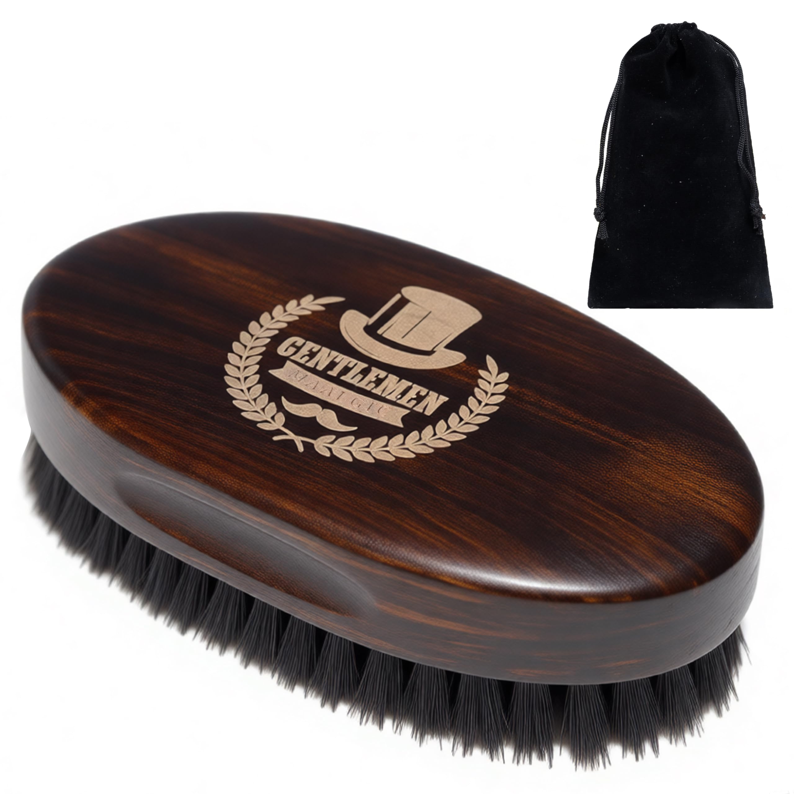 Boar Bristle Beard Brush for Men, Hat