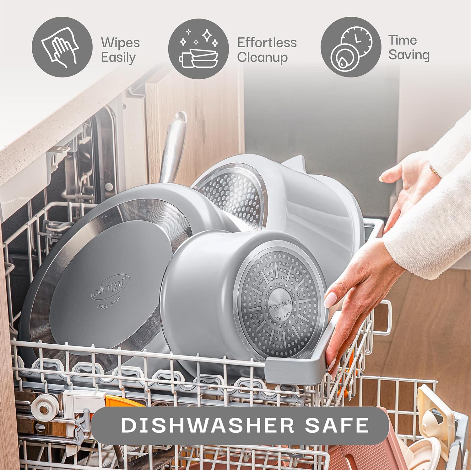 Gotham Steel 5 Qt Dutch Oven Pot with Lid, Nonstick Ceramic Dutch Oven Stock Pot, 10 in 1 Cooking Pot & Dutch Oven for Bread Baking, Lightweight, Oven & Dishwasher Safe – Gray - Image 5