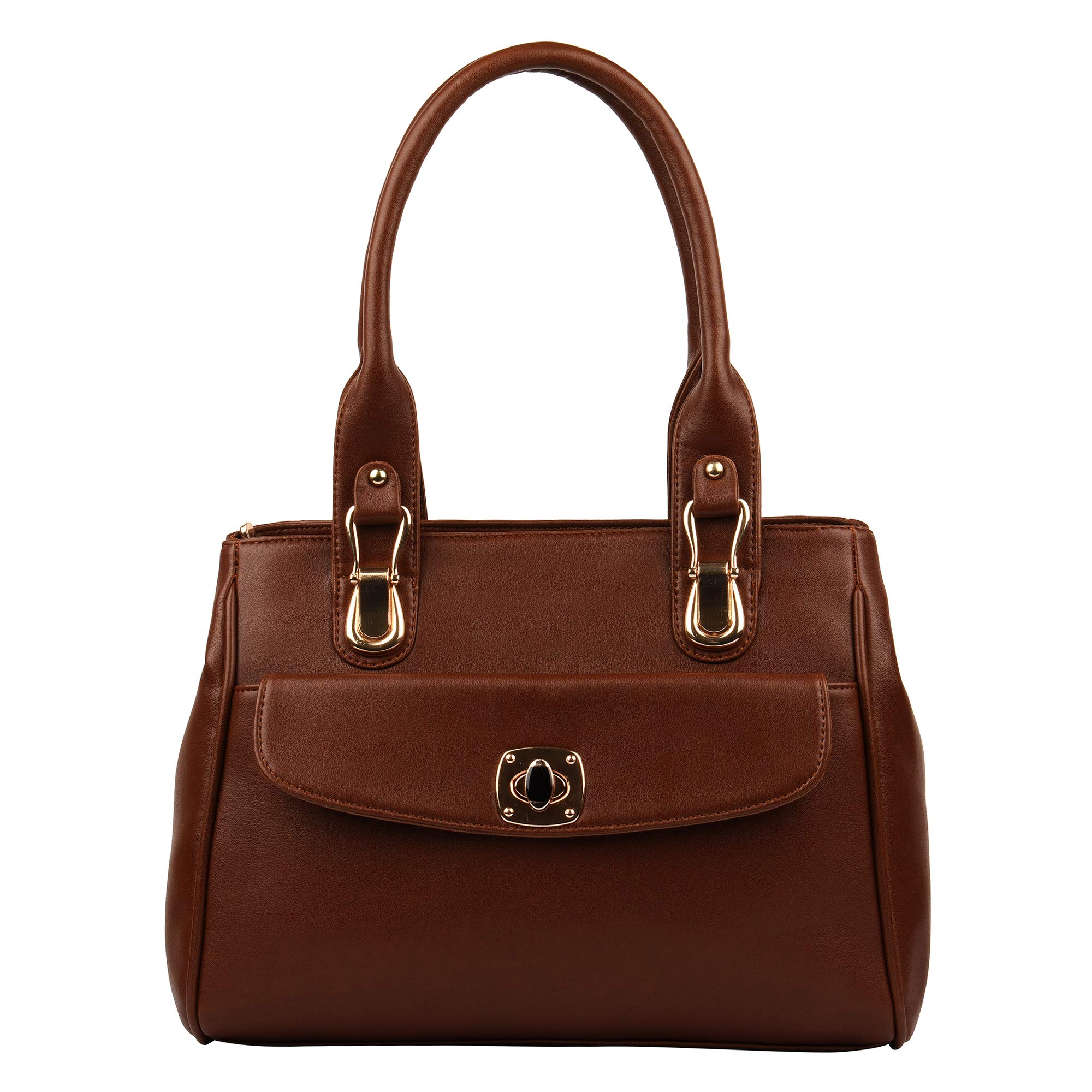 BELLISSA Light Weight Medium Dome Handbag Pu Leather Handbag For Ladies Shoulder Bag With Smart Twist Lock Dual Zipper Compartment Office Bag, Tan (B07WP32DBQ) Amazon Price History, Amazon Price Tracker
