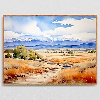 Watercolor Mountain Painting Sunset Giclee Print Albuquerque New Mexico Wall Art Sandia Mountains Artwork Minimal Landscape Painting,63
