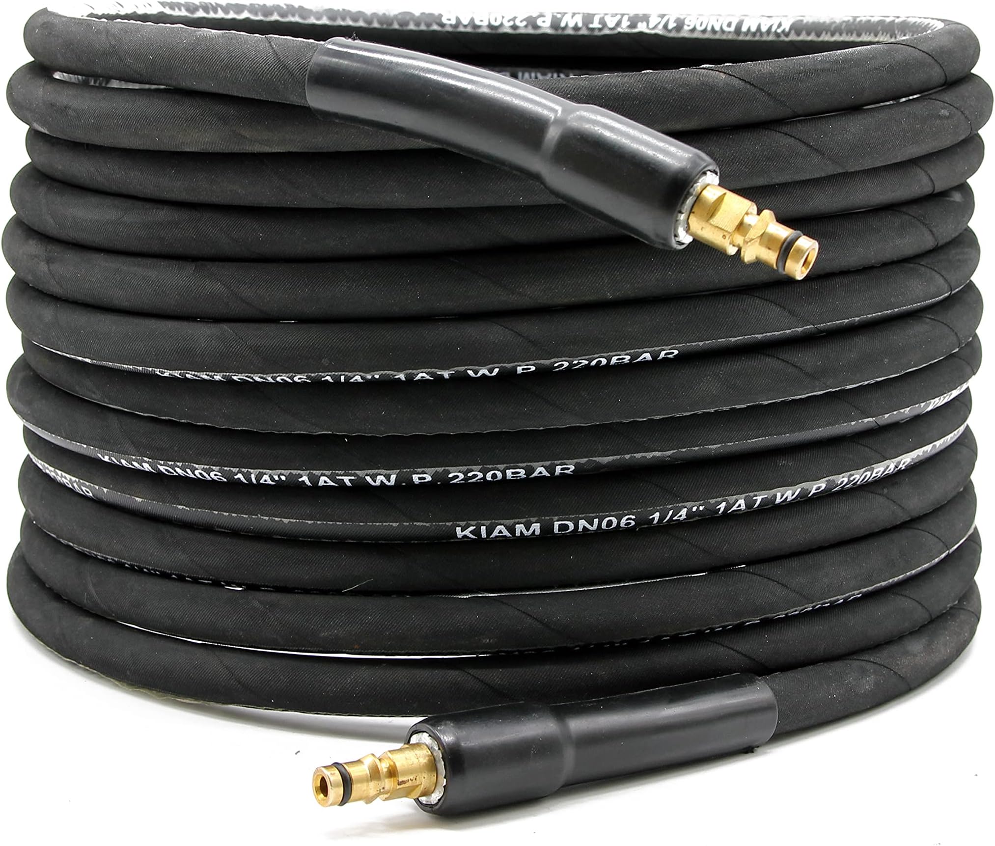 Equip2clean 10m Heavy Duty Click Type Pressure Washer Hose | Wire Braided High Pressure Hose 220 Bar | Compatible for Karcher K Series Pressure Washers | Quick Connect Bayonet Fittings