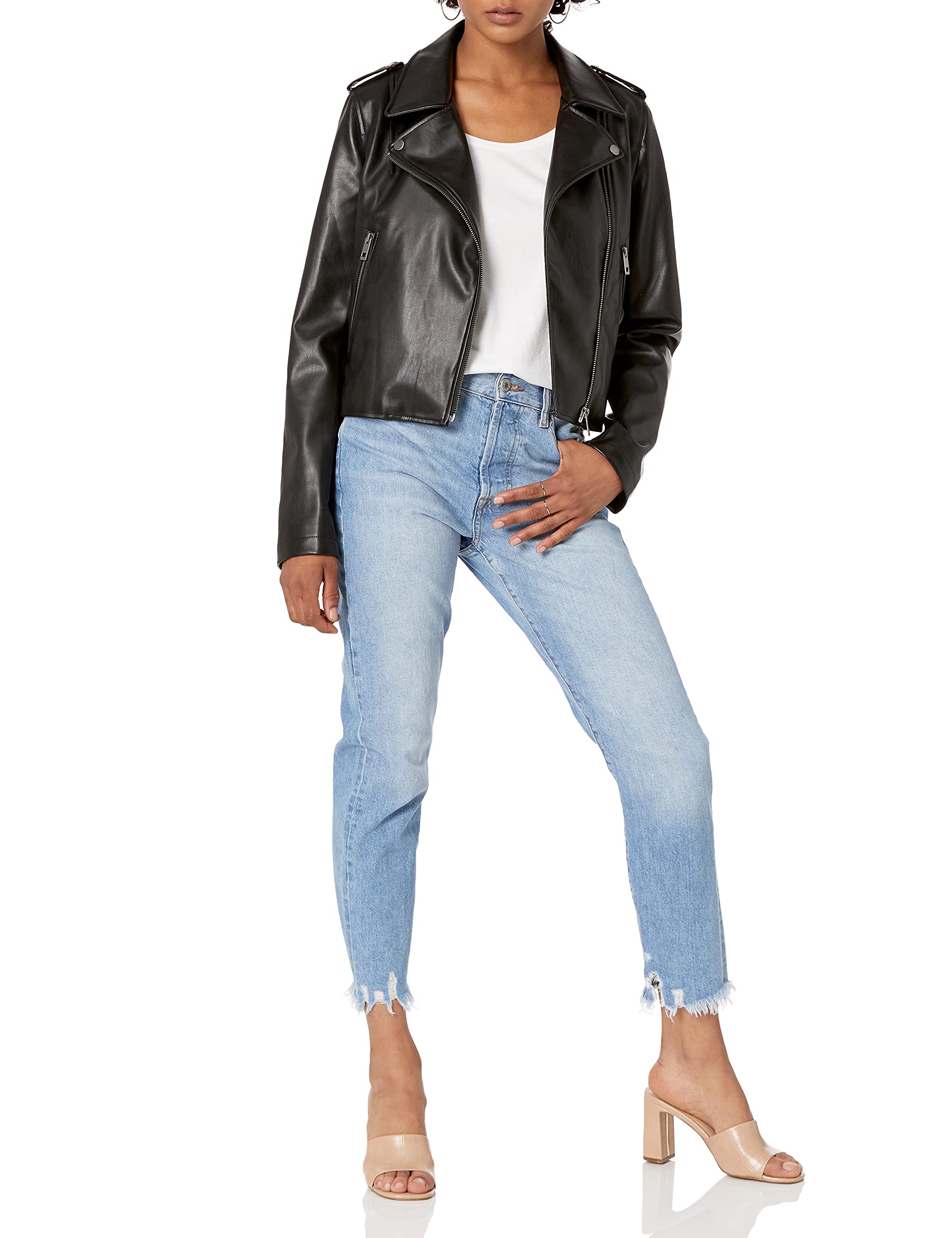 The Drop Women's Heather Faux Leather Moto Jacket