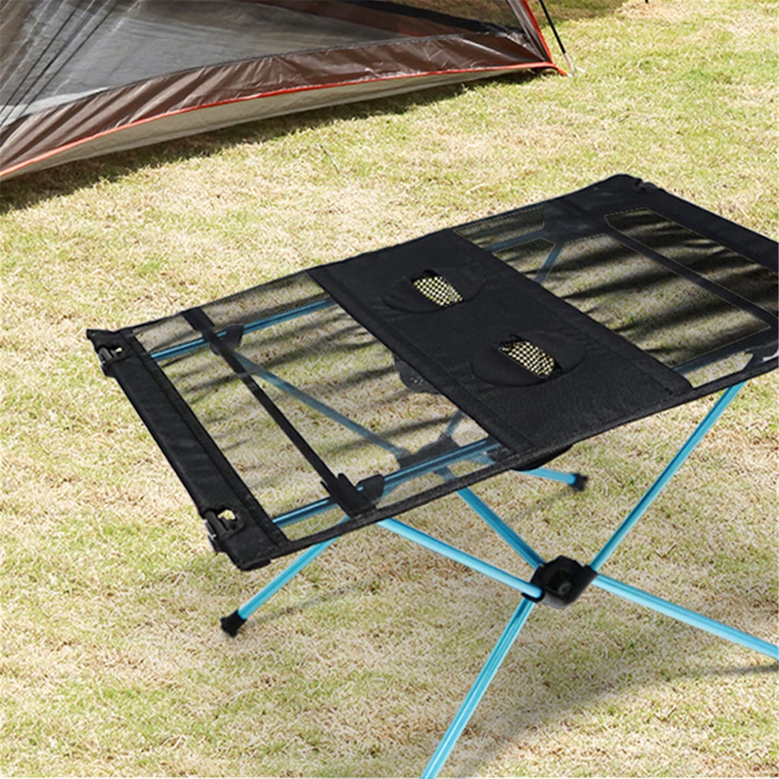 Table Pliante Table Portable Pliable avec Sac pour Camping en Plein air, randonnée et Pique-Nique Table Pliante avec Porte-gobelet Poche latérale Table de Camping Pliante Portable (Color : Blue, Siz
