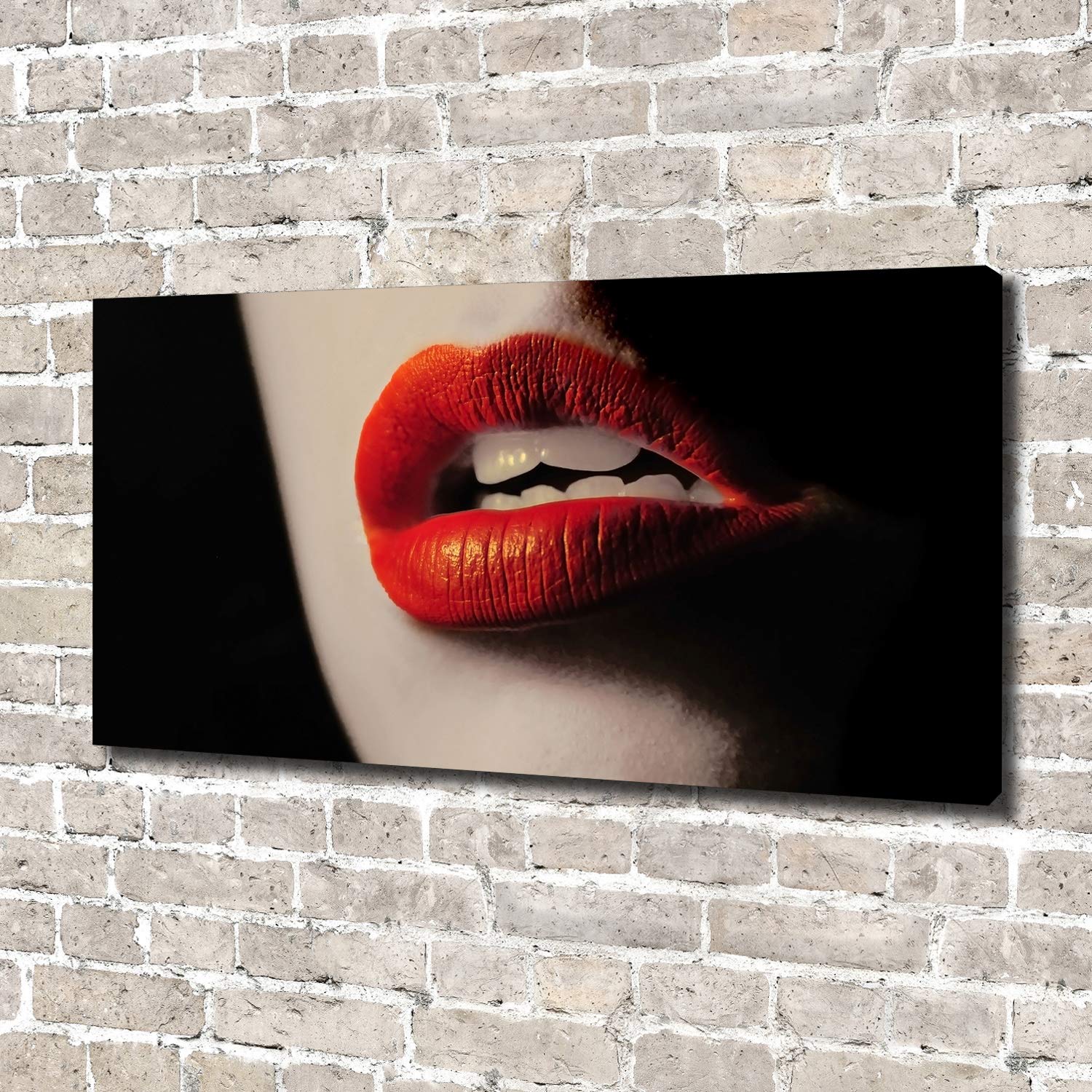Tulup Tirages sur toile - art mural - tirages sur toile - thème d'image - 140x70 cm - Sensualité - Rouge - Lèvres Rouges