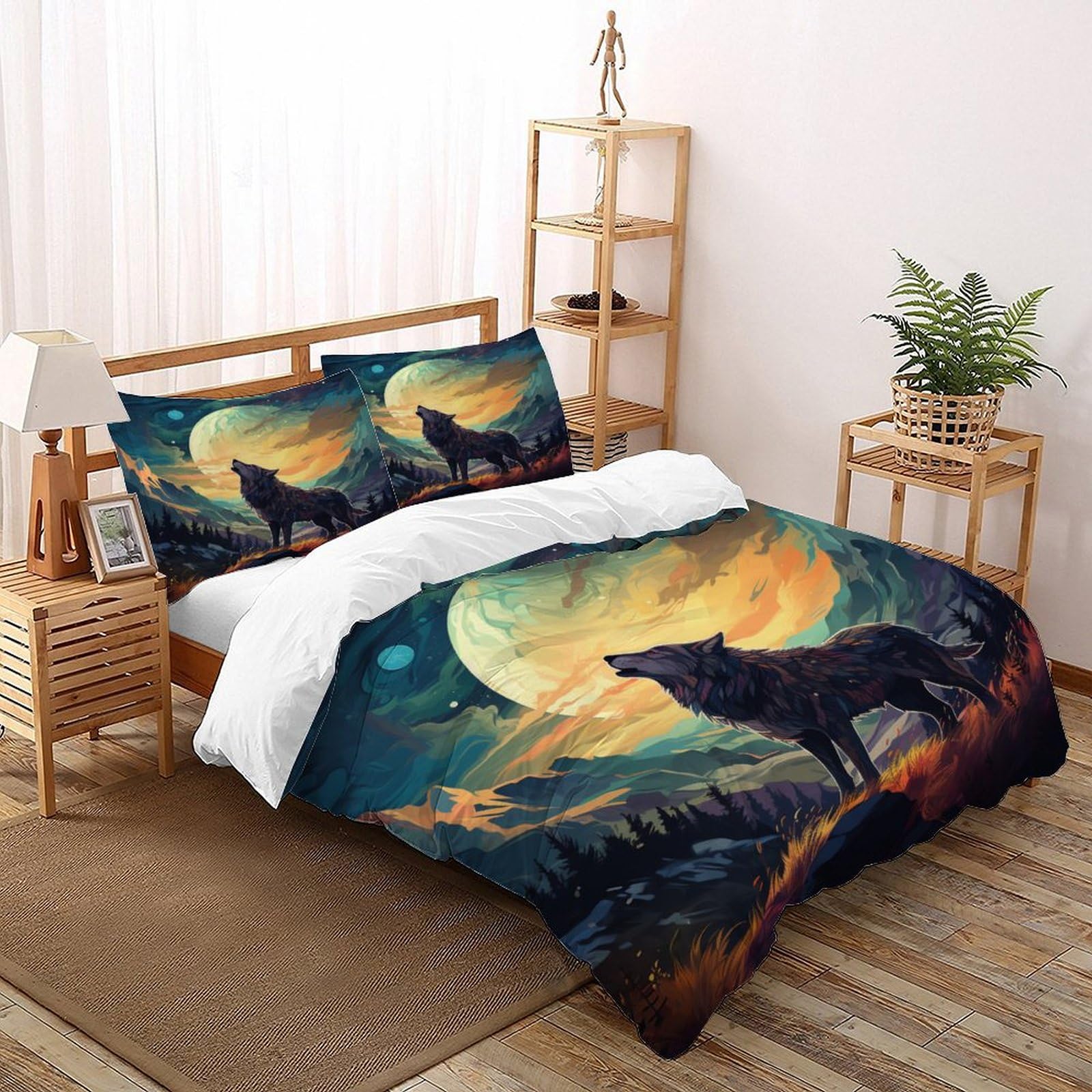 Housse de couette loup sauvage pour transformer le style d'une chambre