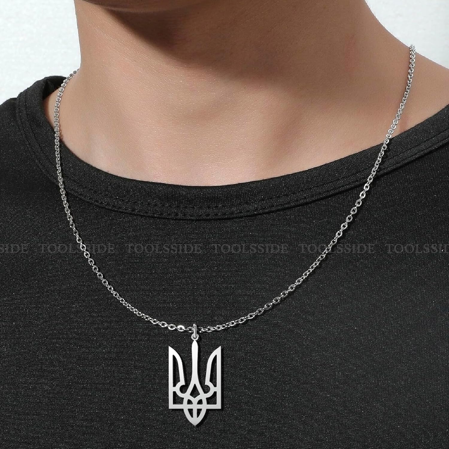 TOOLSSIDE Tryzub Ukrainian Necklaces - Ukraine Flag Trident Necklace - Ukraine Flag Symbol Necklace for Women's Men - Image 6