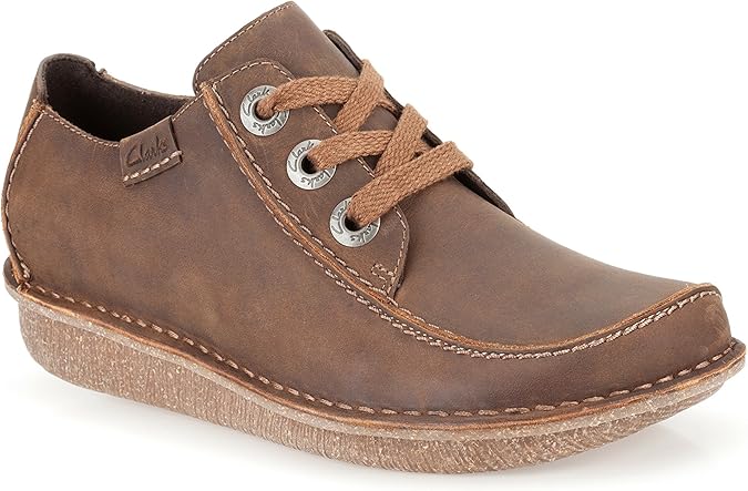 クラークス Clarks 本革 フラットシューズ レースアップ ファニードリーム Funny Dream / ファニードリーム （クリームレザー） -Clarks