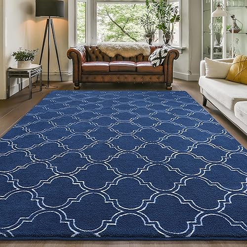 Amearea Alfombra mullida para interiores, alfombras marroquíes suaves con enrejado para dormitorio, alfombra moderna para sala de estar, habitación
