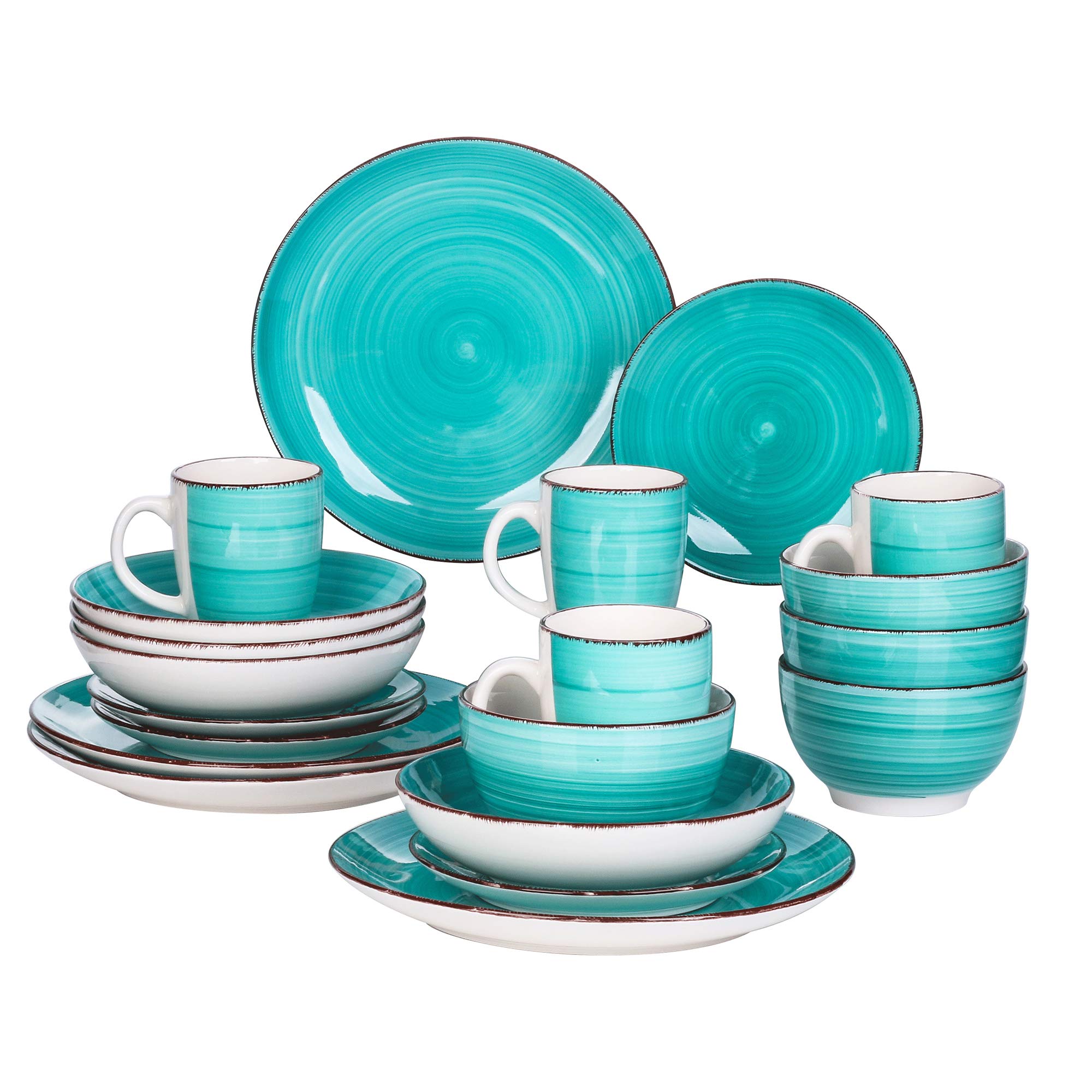 vancasso Modern Complete Dinnerware Series Fashion Ceramic Dinnerware Set Colors (20 pieces Grey, BELLA)