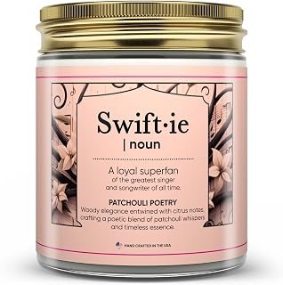 Taylor Inspired Pop Icon Fan Candle - Long Lasting Soy Wax Candle Gift Set for Taylor Fans - Luxury Scented Candles for Taylor Parties, Home, Birthday Candle - 5 Fragrances (8oz), Patchouli Poetry