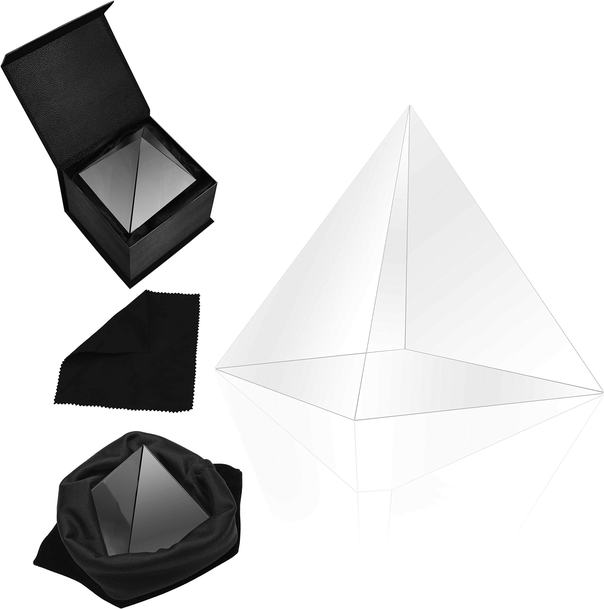 BELLE VOUS K9 Crystal Pyramid Prism - 8 x 8 x 9.7cm (3.14 x 3.14 x 3.81 inches) Photography Pyramid Prism Refractor with Velvet Pouch, Microfiber Cloth and Gift Box - Lens for Light Spectrum Rainbows