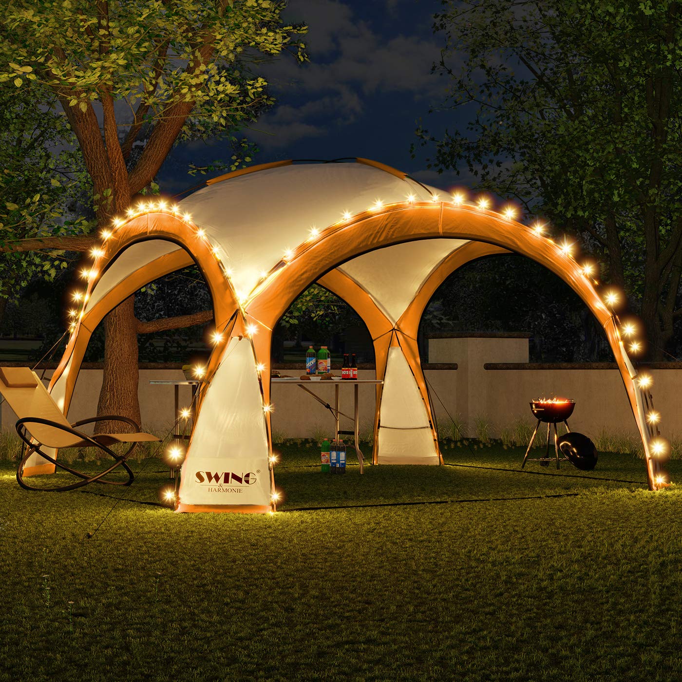 Swing & Harmonie DomeShelter LED Event Pavillon 3,6 x 3,6m
