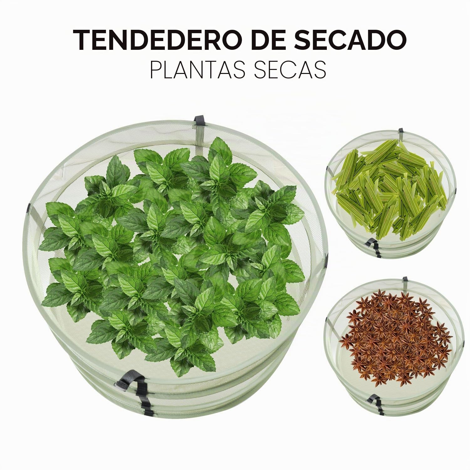 iPower 3 pies de diámetro con 6 Capas de Anillos de Acero Plegable Resistente Estante de Secado hidropónico de Malla Plegable
