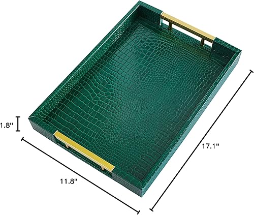 Miniatura 8 de Bandeja para servir con asas bandeja otomana de piel sintética de 171 x 118 pulgadas bandeja rectangular para mesa de café bandeja decorativa