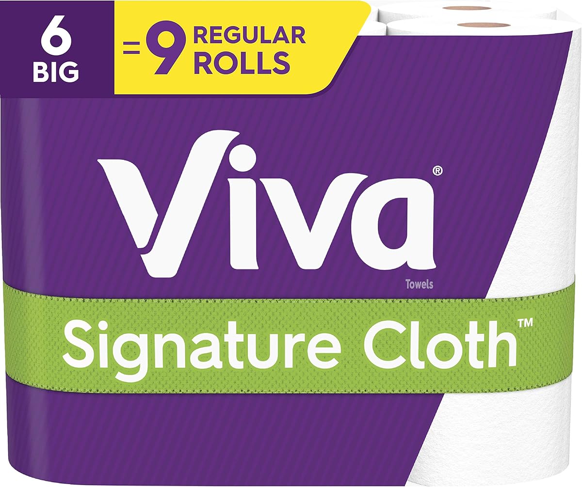 Viva Signature Cloth Choose-A-Sheet Paper Towels, Soft & Strong Paper Towels for Ultimate Clean, White, 6 Big Rolls (Equal to 9 Regular Rolls)