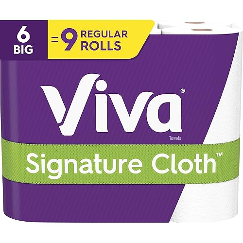 Viva Signature Cloth Choose-A-Sheet Paper Towels, Soft & Strong Paper Towels for Ultimate Clean, White, 6 Big Rolls (Equal to 9 Regular Rolls)