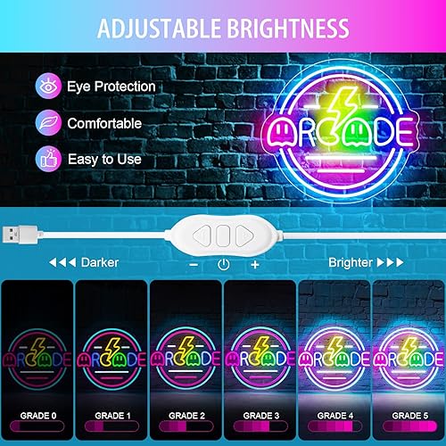 Miniatura 3 de Letrero de neón para decoración de habitación de jugadores, letreros de neón regulables para decoración de pared, letreros LED brillantes de neón