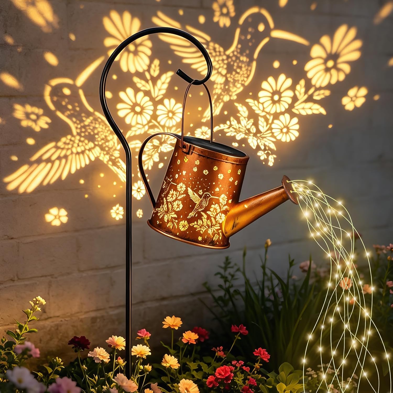 Solar Watering Can Light, Solar Powered Hanging Lantern Landscape Lights, Decorative Garden for Yard Waterproof Garden Decor, Gifts for Mom, Grandma（Hummingbird）