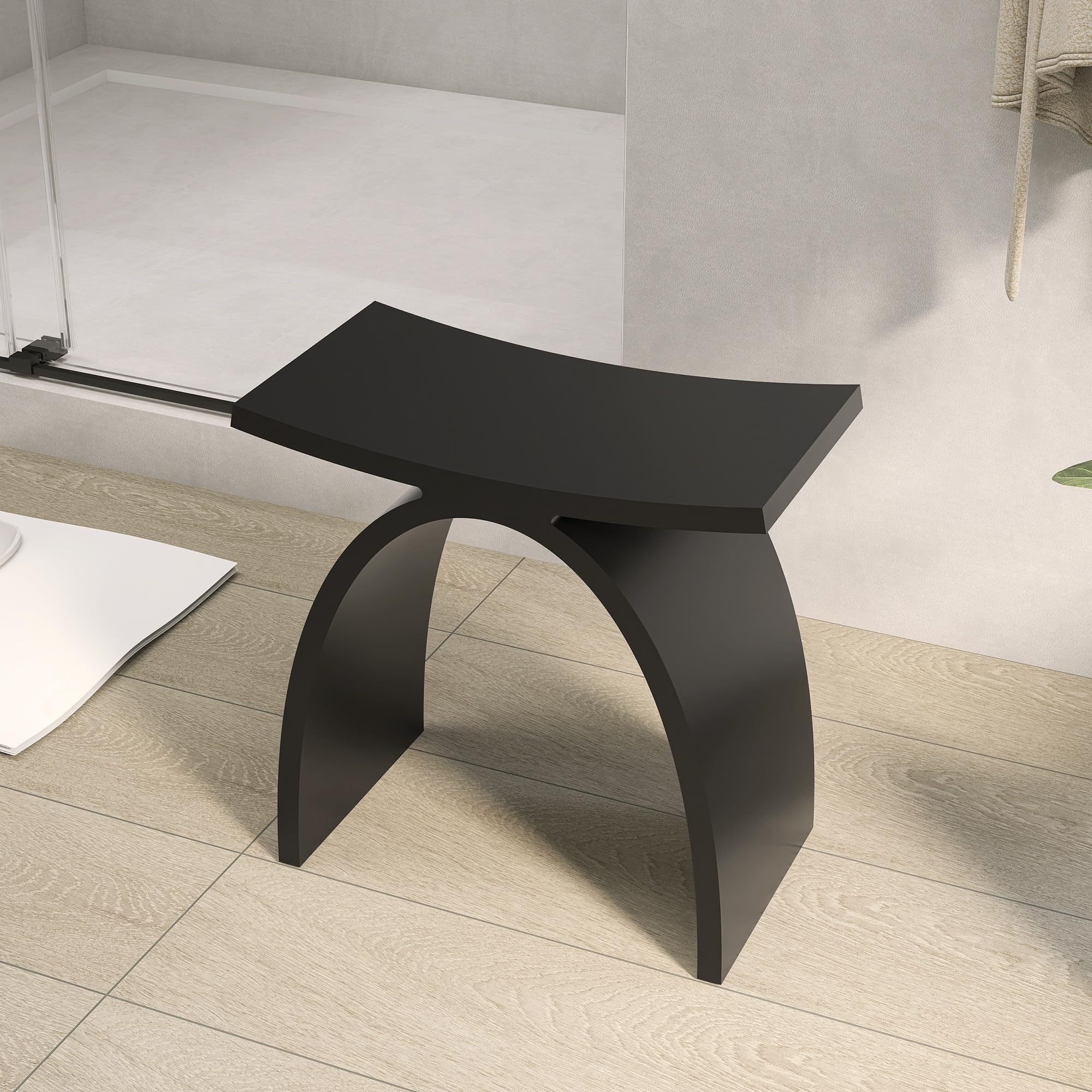Silla de ducha, color negro, taburete de ducha impermeable, asiento de baño, apto para FSA HSA, uso médico, capacidad de peso de 400 libras, antideslizante, cómodo 17 pulgadas de altura, pesa 24