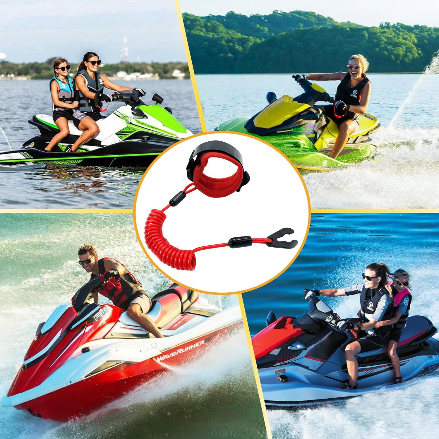 Greluma Sostituzione del cordino di sicurezza dell'interruttore di arresto di emergenza del motore della barca per Yamaha Jet Ski WaveRunner WaveVenture WaveRaider FX140 - Sostituisci EW2-68348-00-00