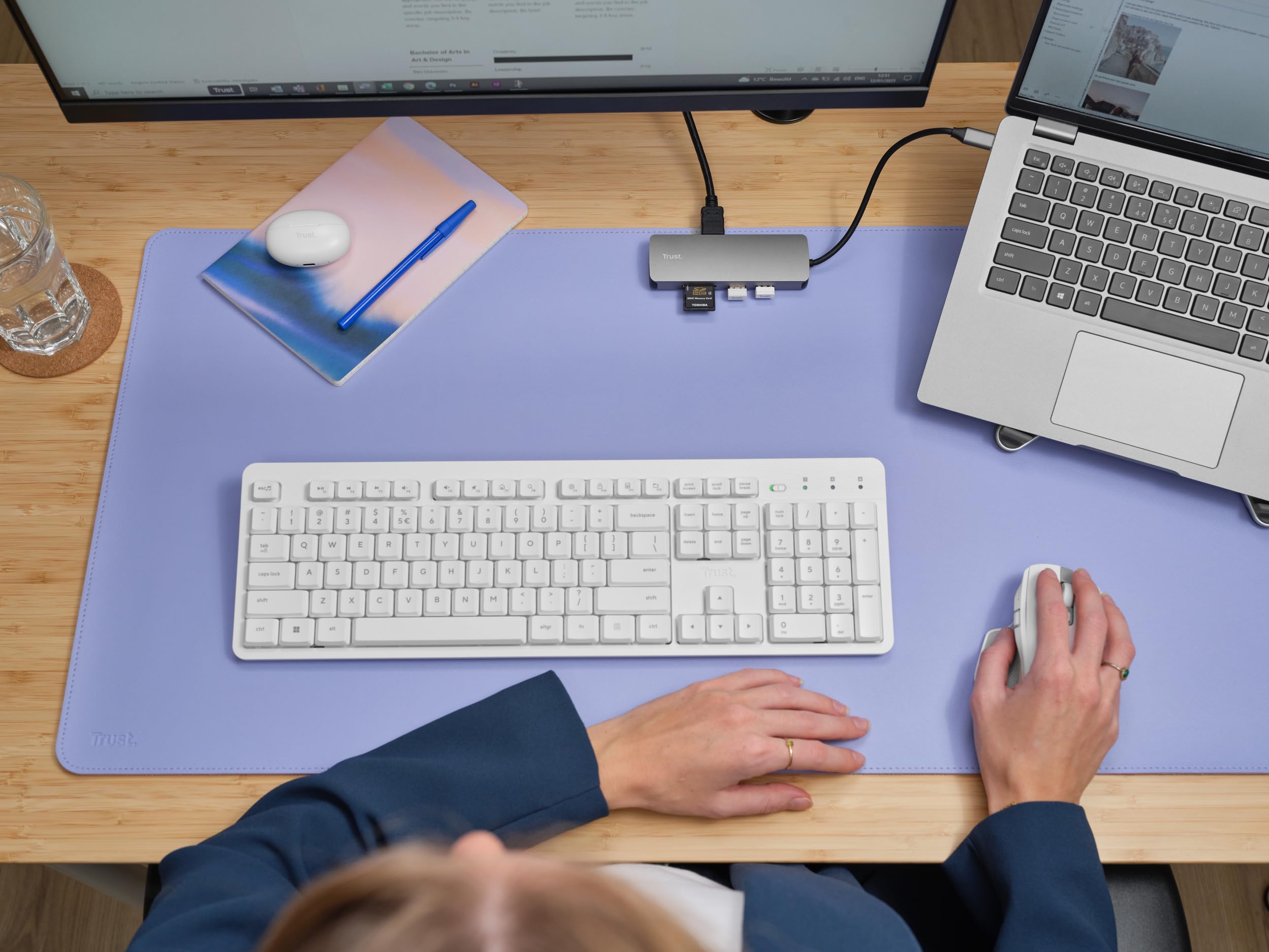 Trust Vylor Hub USB C 8-in-1 Adattatore HDMI 4K@60Hz, Gigabit Ethernet, Lettore di Schede MicroSD/SD, USB-C USB-A, Porta di Ricarica 100W, Docking Station PC Computer Portatili Dell HP MacBook