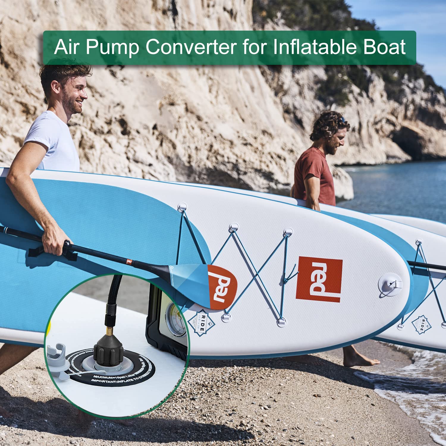 2 Piezas Sup Adaptador de Válvula para Inflable Kayak Canoa,Adaptador de Bomba Inflable,Paddle Board,Bote