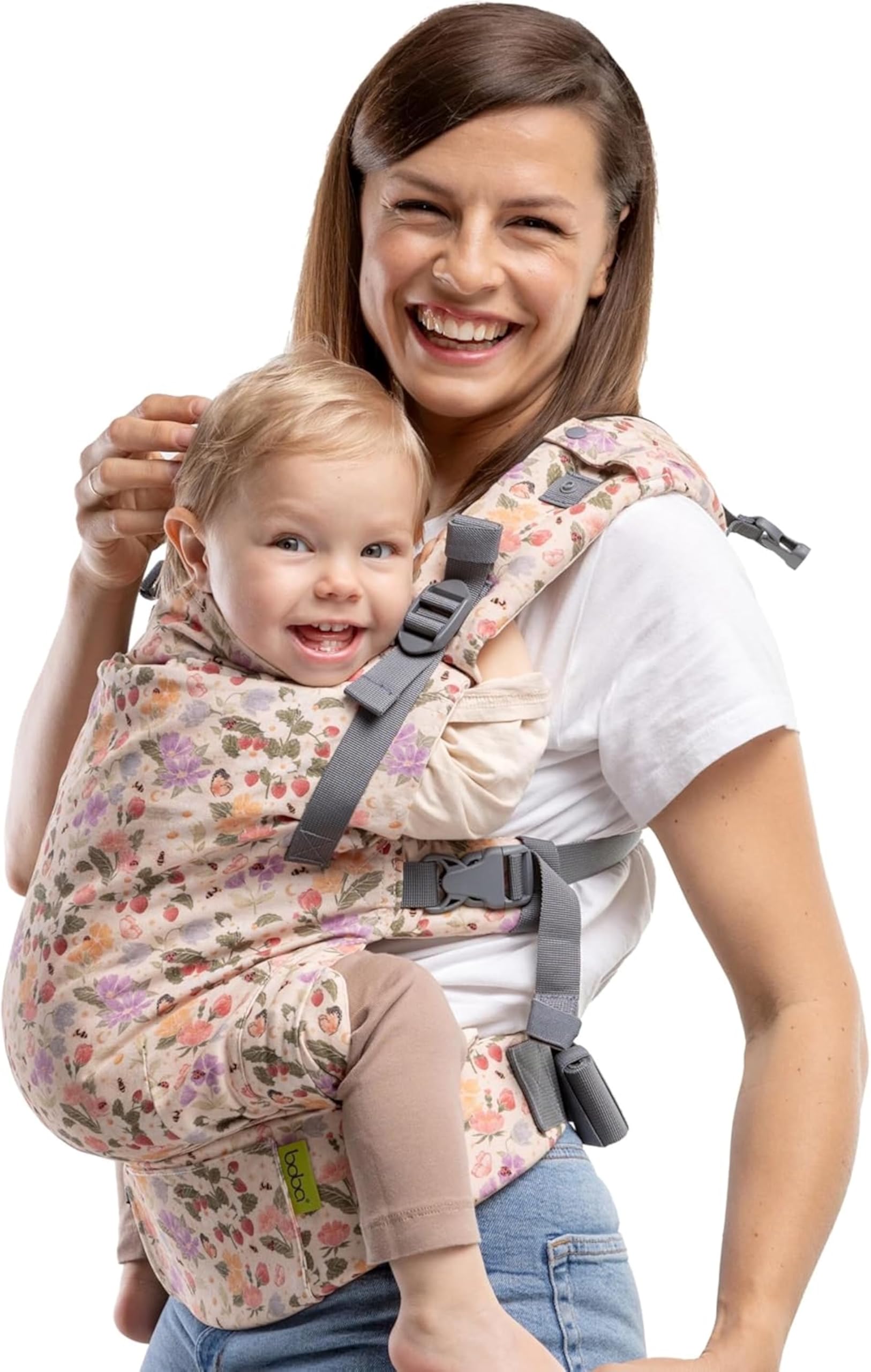 Boba X Baby Carrier Newborn to Toddler - Adjustable Front and Backpack Carrier Petite to Plus Size 7-45 lbs, Ergonomic Baby Carrier with Crossable Straps - Breathable Linen Blend - Linen Pampas — view 10