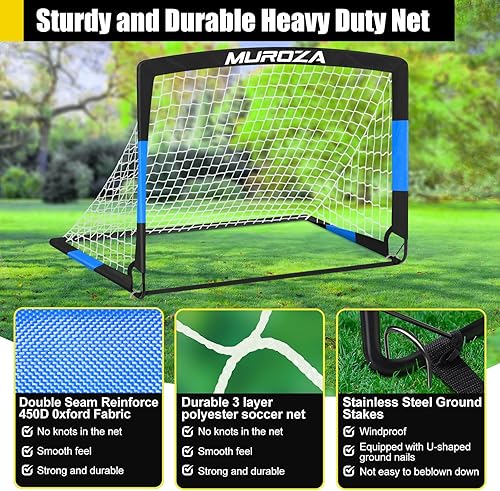 Miniatura 2 de Kids Soccer Goals for Backyard Set, 2 Pack of 4x3 ft Portable Pop Up Soccer Nets with Soccer Ball, Cones, Complete Training Equipment for Youth,